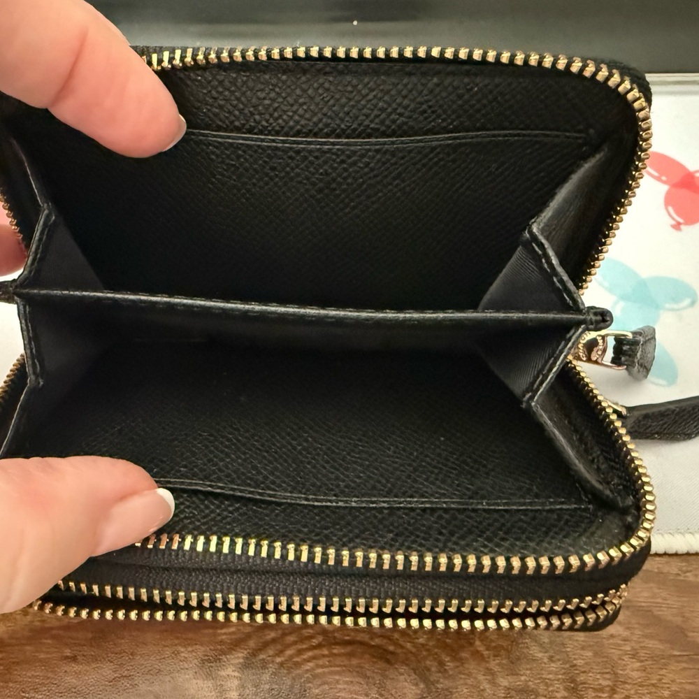 COACH Black Leather Zip Card Case Wallet - Picture 6 of 9